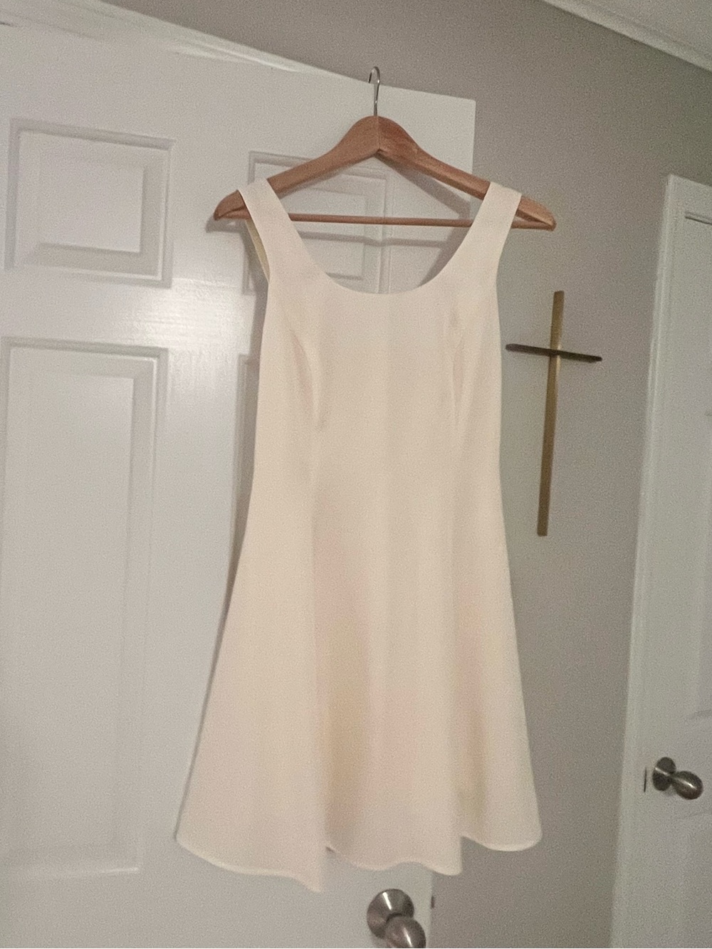Ann Taylor Cream Sleeveless A-Line Mini Dress